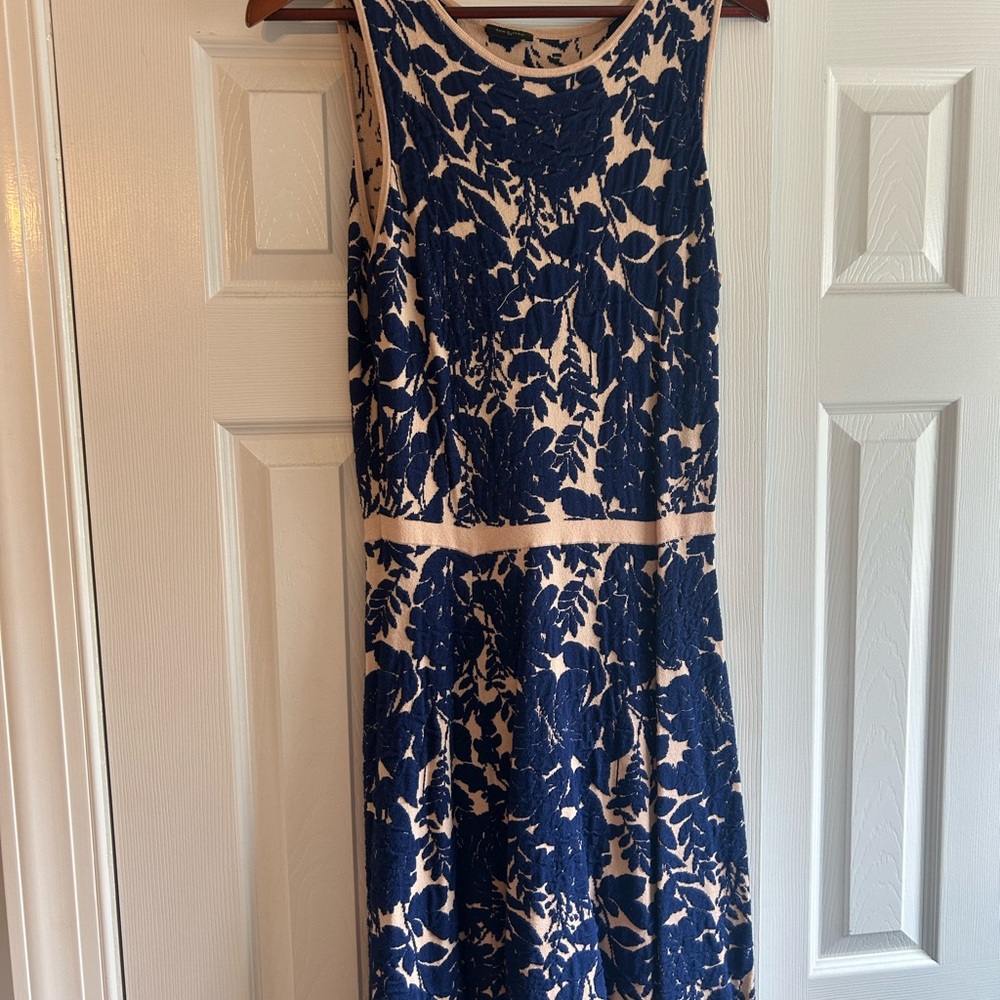 Ann Taylor Blue A-line Midi Dress with Sleeveless Scoop Neck for Cocktail
